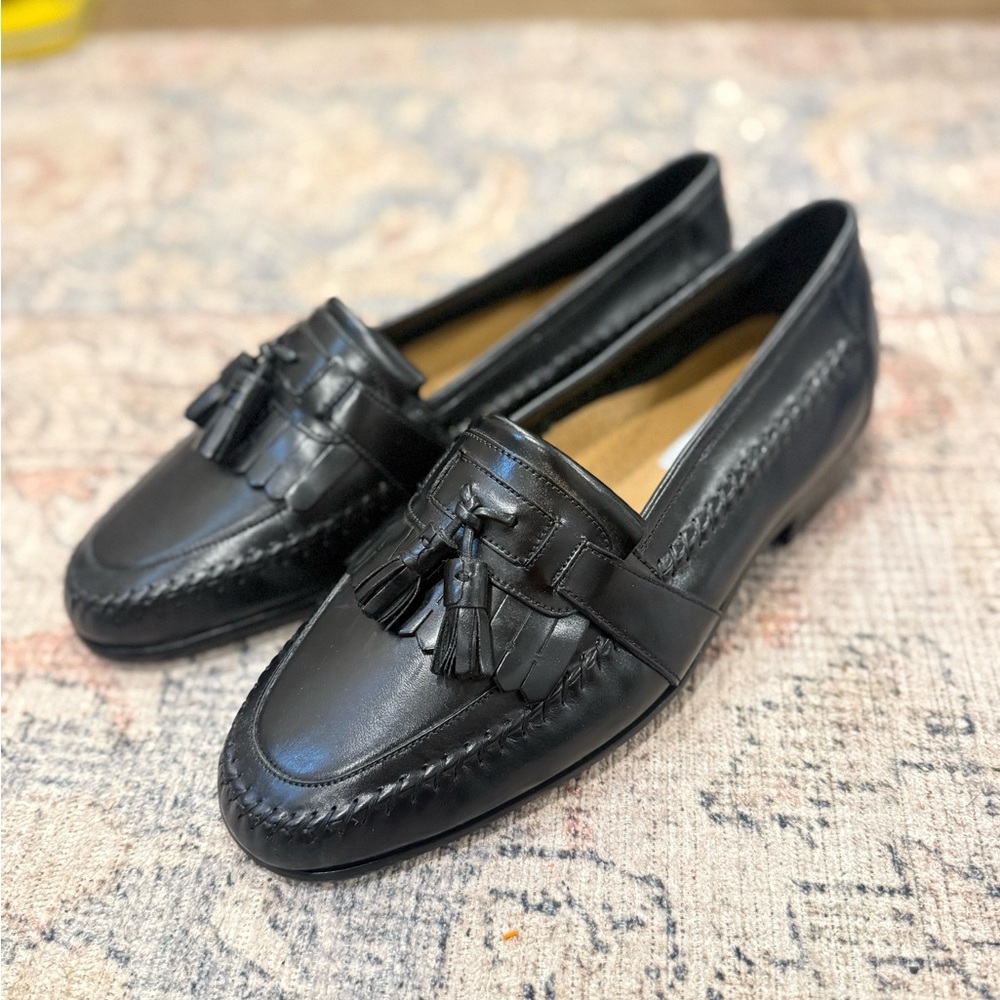 David Taylor Men’s Black Leather Tassel Loafers 9.5M